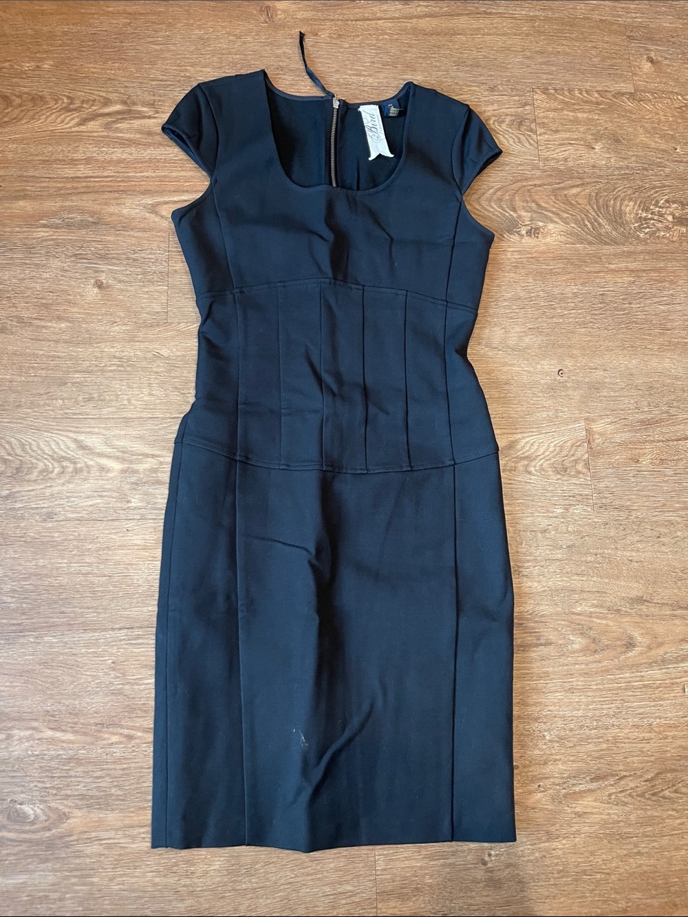 Juicy Couture Black Midi Stretch Fit Tailored Dress Square Neck